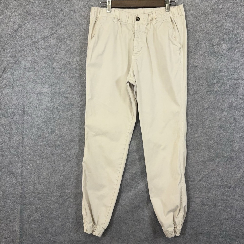 Bear Bottom Chino Joggers Mens Sz L Tall Cream Elastic Waist Stretch Pockets